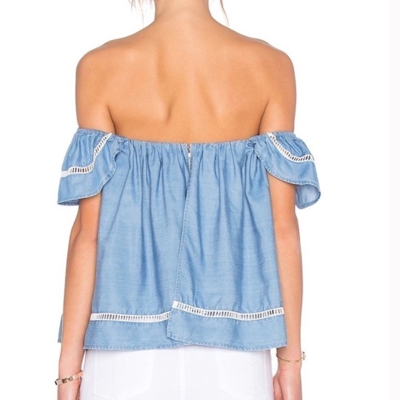 Lovers + Friends Life’s A Beach Top in Ocean Blue Chambray Sz S - Picture 2 of 8